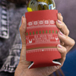 Funny Drinking Ugly Sweater Christmas Can Cooler<br><div class="desc">This design was created from my one-of-a-kind fluid acrylic painting. It may be personalized by clicking the customize button and changing the name, initials or words. You may also change the text color and style or delete the text for an image only design. Contact me at colorflowcreations@gmail.com if you with...</div>