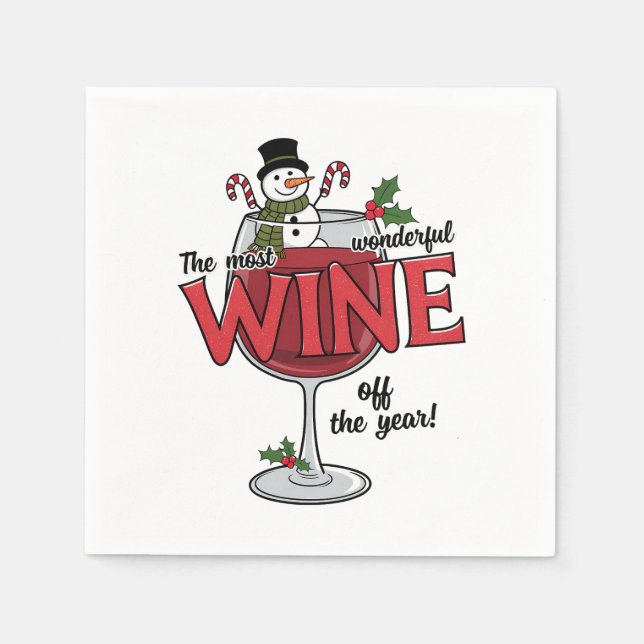 Funny drinking wine Christmas party  Napkin (Front)
