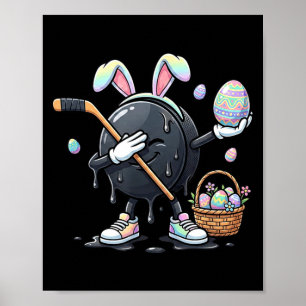 Funny Drip Hockey Bunny Kids Mens Womens Easter Poster