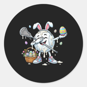 Funny Drip Lacrosse Bunny Kids Mens Womens Easter Classic Round Sticker