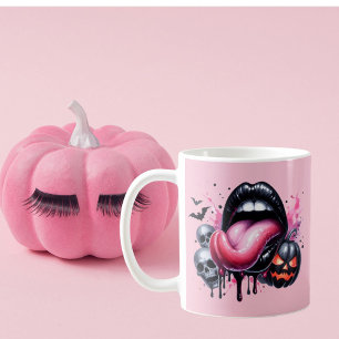 Funny Dripping Lip Halloween Spooky Pink Coffee Mug