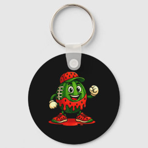Funny Dripping Watermelon Football Watermelon Day Key Ring