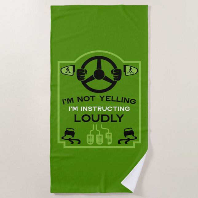 Funny Driving Instructor Gift Beach Towel (Front)