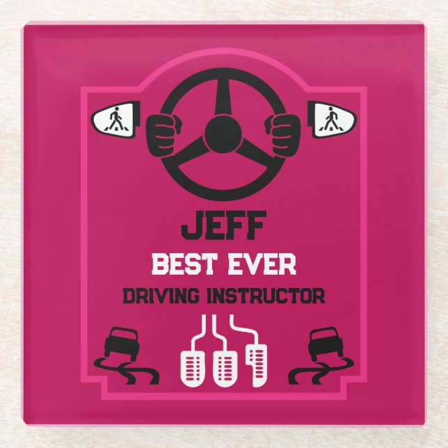 Funny Driving Instructor Gift Glass Coaster (Front)