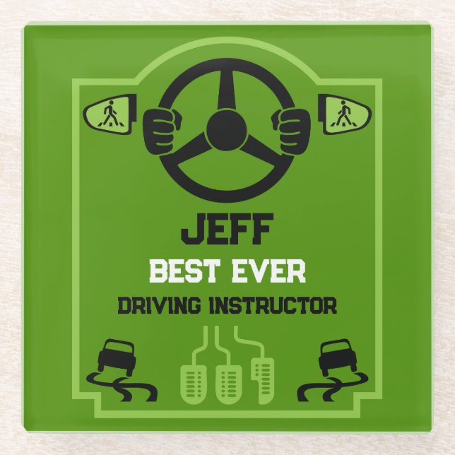 Funny Driving Instructor Gift Glass Coaster (Front)