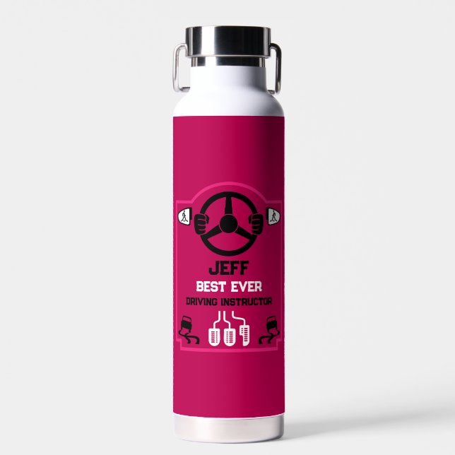 Funny Driving Instructor Gift Water Bottle (Front)