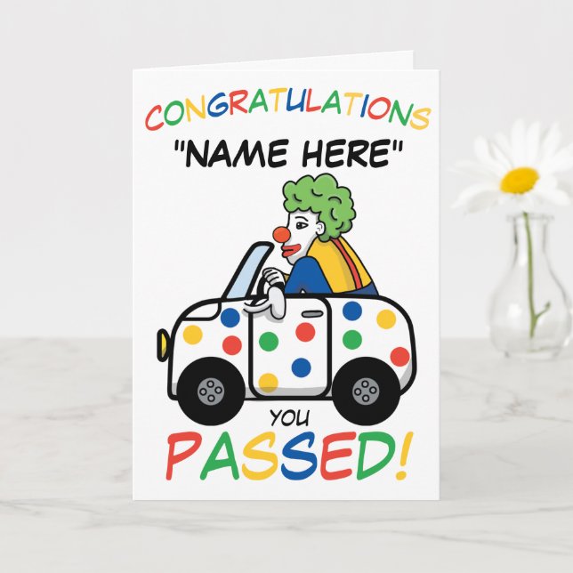 Funny Driving Test Congratulations Card Clown Joke (Small Plant)
