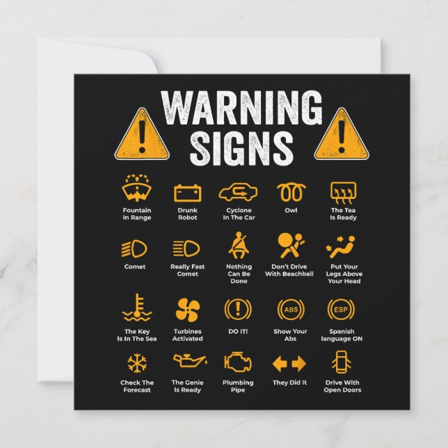 Funny Driving Warning Signs 101 Auto Mechanic Gift (Front)