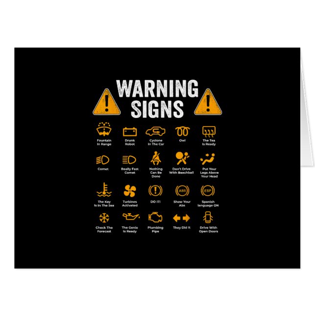 Funny Driving Warning Signs 101 Auto Mechanic Gift (Front Horizontal)