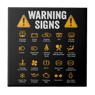 Funny Driving Warning Signs 101 Auto Mechanic Gift Ceramic Tile