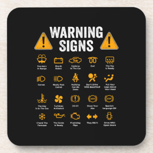 Funny Driving Warning Signs 101 Auto Mechanic Gift Coaster
