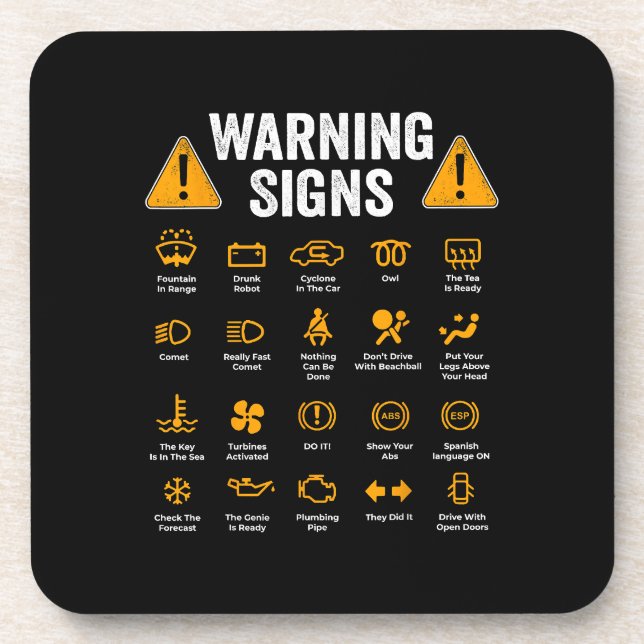 Funny Driving Warning Signs 101 Auto Mechanic Gift Coaster (Front)