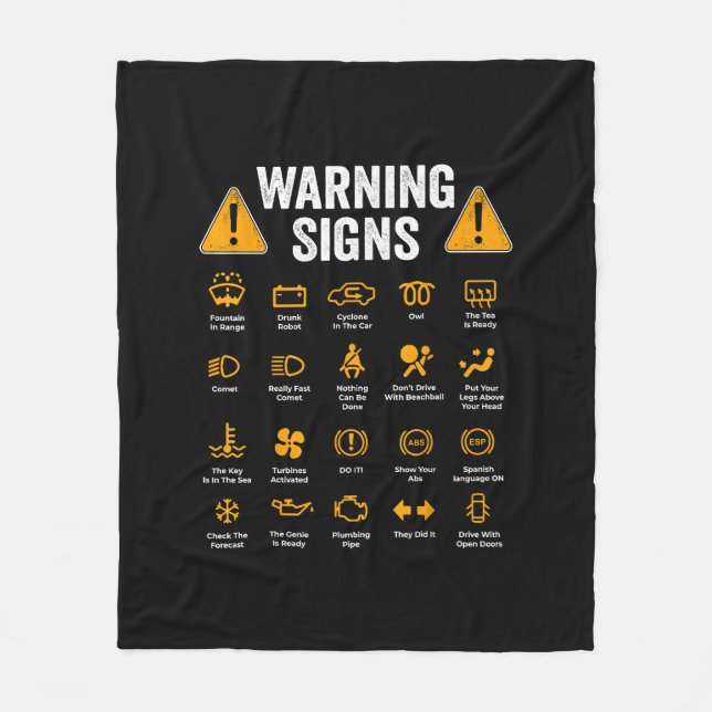 Funny Driving Warning Signs 101 Auto Mechanic Gift Fleece Blanket (Front)