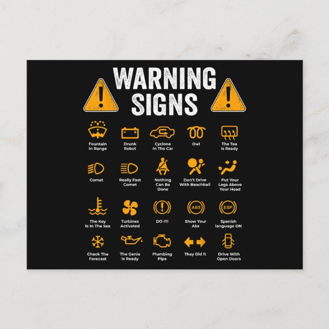 Funny Driving Warning Signs 101 Auto Mechanic Gift Postcard (Front)