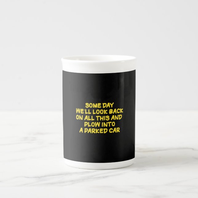 Funny Driving While Nostalgic Cautionary Quote Bone China Mug (Front)