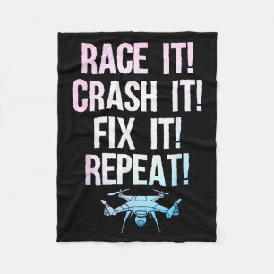 Funny Drone Art For Men Women Boys Drone Racing Dr Fleece Blanket