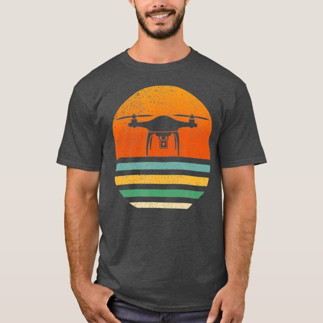 Funny Drone Pilot Gift Vintage Retro T-Shirt (Front)