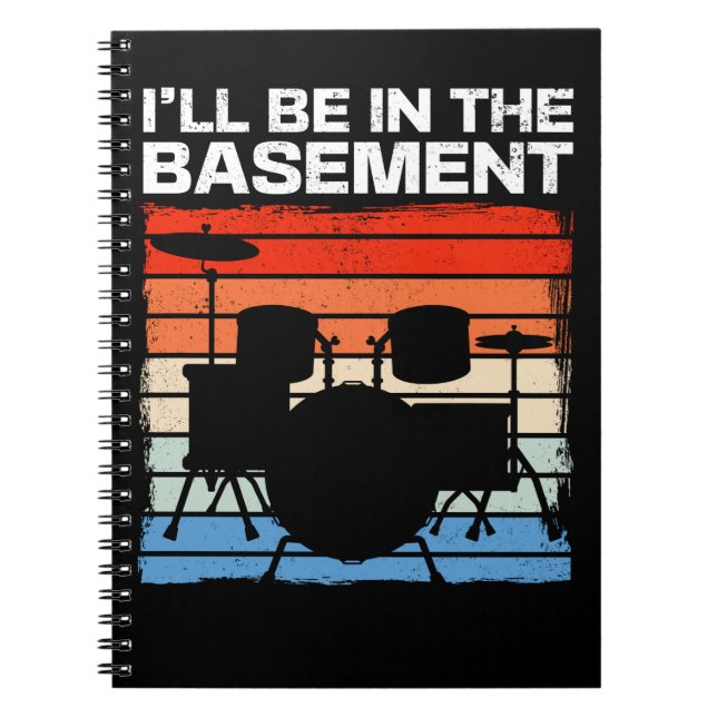Funny Drum Set Retro Drummer Notebook (Front)