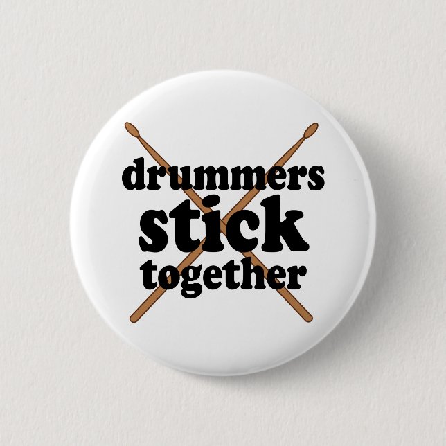 Funny Drummer 6 Cm Round Badge (Front)