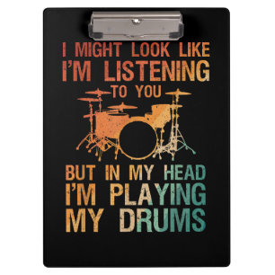 Funny Drummer Art For Men Women Drum Player Percus Clipboard