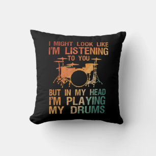 Funny Drummer Art For Men Women Drum Player Percus Cushion