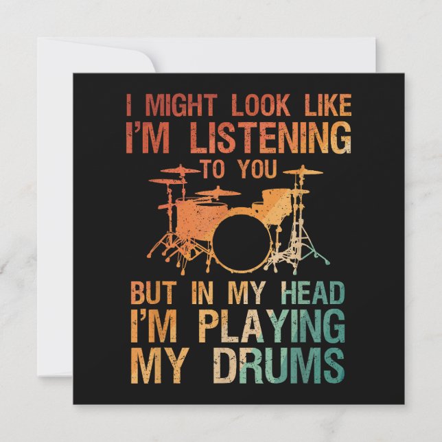 Funny Drummer Art For Men Women Drum Player Percus Invitation (Front)