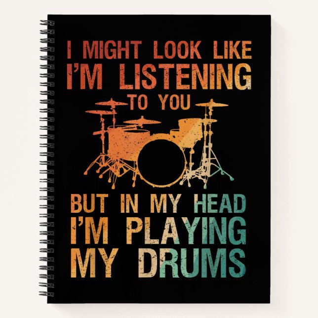 Funny Drummer Art For Men Women Drum Player Percus Notebook (Front)
