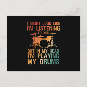 Funny Drummer Art For Men Women Drum Player Percus Postcard