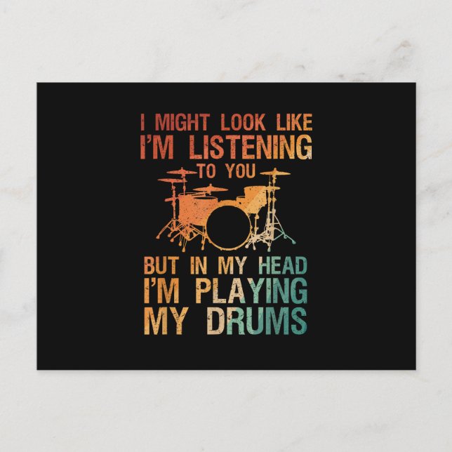 Funny Drummer Art For Men Women Drum Player Percus Postcard (Front)
