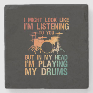 Funny Drummer Art For Men Women Drum Player Percus Stone Coaster