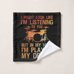 Funny Drummer Art For Men Women Drum Player Percus Wash Cloth