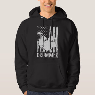 Funny Drummer Art For Men Women Drum Set Drumming  Hoodie
