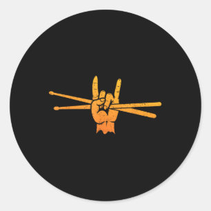 Funny Drummer Art For Men Women Kids Drumming Love Classic Round Sticker