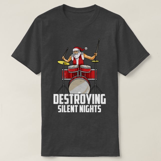 Funny Drummer Christmas Drum Set Drum Player Gift  T-Shirt (Design Front)