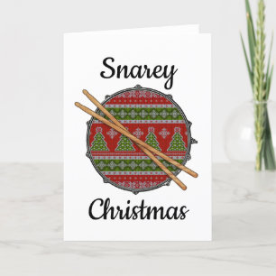 Funny Drummer Christmas Rock & Roll Snare Drum  Holiday Card