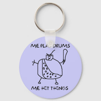 Funny Drummer Me Play Drums Caveman Key Chain
