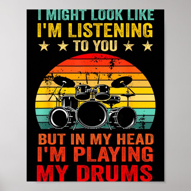Funny Drummer Men Women Drumline Drumming Musical  Poster (Front)