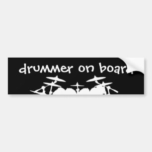 Funny Drummer on Board Drum Kit Drumming Musician Bumper Sticker
