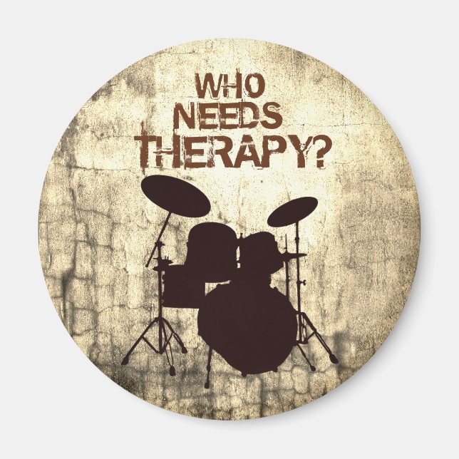 Funny Drummer Therapy Drum Kit Percussion Drumming Magnet (Front)