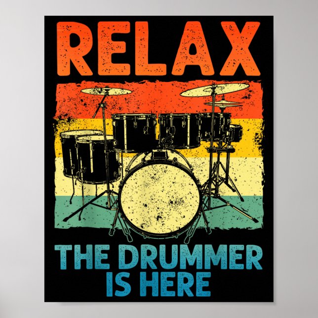 Funny Drumming Art For Men Women Drumline Drum Set Poster (Front)