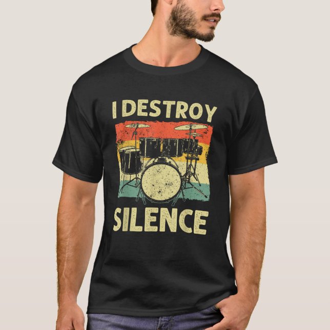 Funny Drumming Art For Men Women Drumline Drum Set T-Shirt (Front)