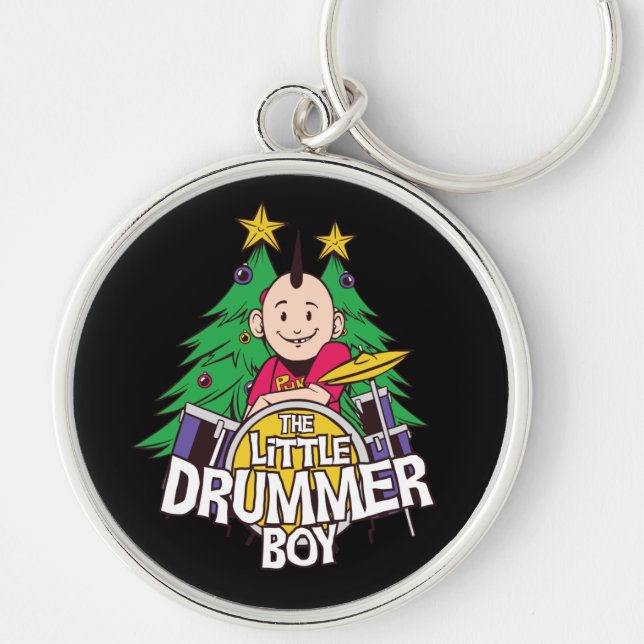 Funny Drums Christmas Design For Drummer Boy Key Ring (Front)