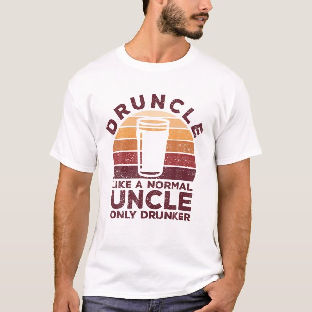 Funny Druncle Drinking Uncle Beer Lover T-Shirt (Front)