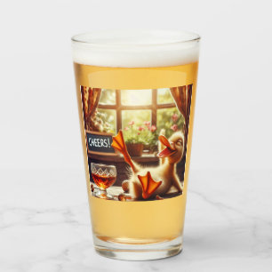 Funny Drunk Duck Christmas Glass