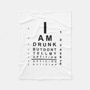 Funny drunk eye chart fleece blanket