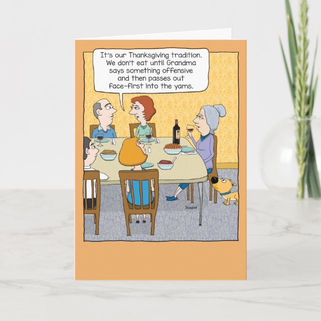 Funny Drunk Grandma Thanksgiving Card (Front)