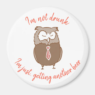 Funny drunk owl cute gag gift getting a beer magnet