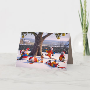 Funny drunk parrot Christmas Card
