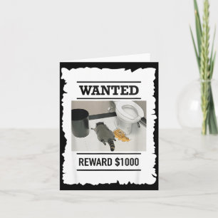 Funny Drunk Racoon Wanted Reward $1000 Trash Pand Card