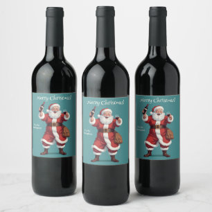 Funny Drunk Santa Wine Label
